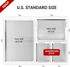 TENUP 12 Pack Aluminum Half Sheet Pan, 18" x 13" Heavy Duty Commercial Baking Tray Reinforced Rim, Warp-Resistant Rust-Free