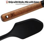 Silicone Head Scraping Spatula with Wooden Handle: Multi-Purpose Cooking Tool for Spreading, Baking and Mixing, Heat Resistant Cookware, Protects Surfaces with Gentle Head Design