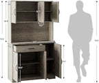 71" Kitchen Pantry Cabinet with Charging Station, Buffet Sideboard for Coffee Maker & Toaster, Storage Cabinet for Snacks, Spices & Wine, Fits Kitchen, Dining Room & Coffee Bar，Grey