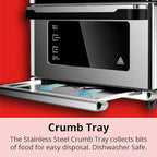 Aria 30 Qt Air Fryer Oven, Stainless Steel Air Fryer with Basket, Grill Racks, Crumb & Drip Tray, Easy Clean Large Countertop Convection Oven, XL Touchscreen Display & Cooking Presets, Black