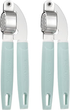 uxcell 2pcs Garlic Press, 7.7 Inch Stainless Steel Garlic Crusher and Peeler for Home Cooks and Professional Chefs, Blue