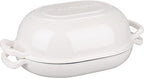 Enameled Cast Iron Sourdough Bread Oven, Dutch Oven, Loaf Cast Iron Bread Pan for Homemade Bread Baking, Meatloaf Pan with Lid, 7QT, White
