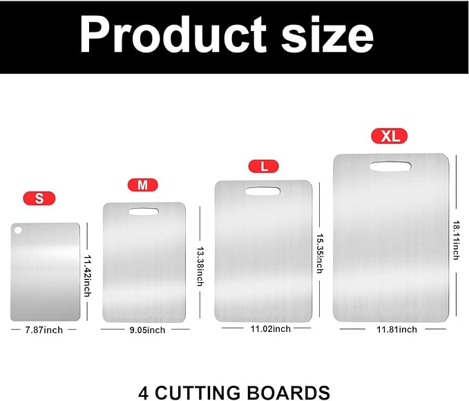 Katuchef Titanium Cutting Board,2026 New 100% Pure Titanium Cutting Boards for Kitchen,Non toxic Doubld-Side Durable Chopping Boards, Easy to Clean and Store(1PC:11.42 * 7.87)