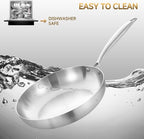 LOLYKITCH 8.5 Inch Tri-Ply Stainless Steel Frying Pan,Small Skillet,Induction Cooking Pan,Dishwasher and Oven Safe,Rivet Handle