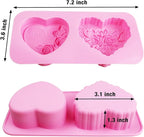 Heart Silicone Molds, AITRAI 4 Types 3D Flower Heart Chocolate Molds Soap Molds for Soap Making Cake Candle Wedding Candy Mold Gift for Love Birthday