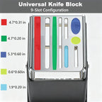 Knife Block Stainless Steel, 30° Rotatable Knife Block 9-Slot Universal Knife Holder,Knives Holder for Kitchen Knives Countertop Storage (Gun Grey)