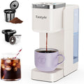 Single Serve Coffee Maker, Iced and Hot Coffee Machine for K Cup & Grounds, Compact Design, 40oz Removable Water Reservoir, 6 to 24 Oz Brew Sizes, Fits 7.3" Travel Mug, Beige