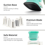 X Home 5-in-1 Rotary Cheese Grater for Kitchen, Upgraded Hand Crank Shredder with Stronger Suction Base & Multifunctional Drum Blades, for Cheese, Vegetables and Nuts, Easy to Use and Clean, Blue