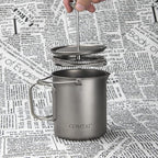 Titanium French Press Pot 750mL/25 fl oz Coffee Maker Camping with Lid and Filter Titanium French Press Cup Backpacking for Outdoor Hiking Camp