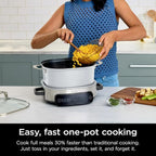 Multi-Cooker Ninja Foodi MC1100, Everyday Possible Cooker 6.5-Qt, 6-in-1 with Slow Cook, Slow Cooker, Sear/Sauté, Keep Warm, Rice and Pasta Functions, Compact Design, White, 6.5QT
