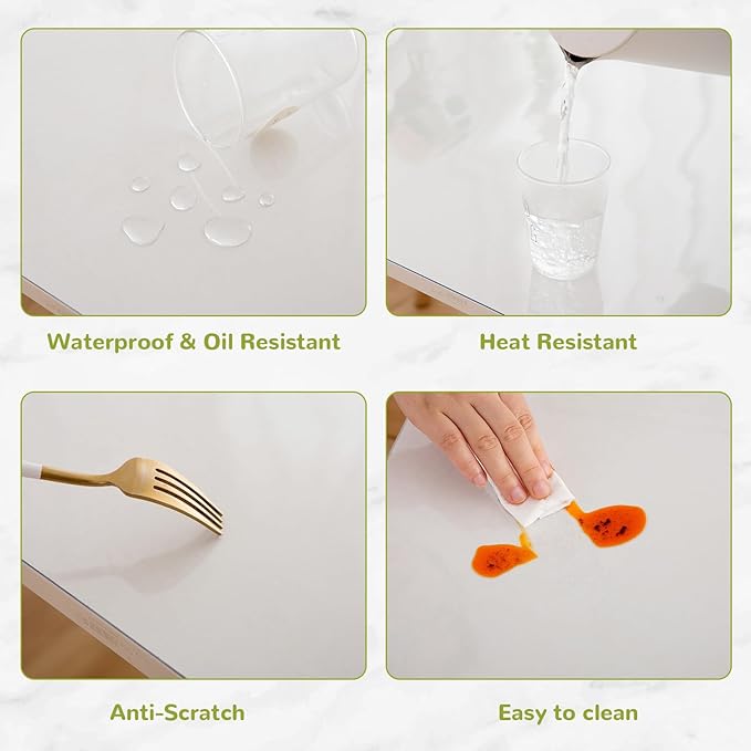 35 x 63 Inch Clear Table Cover, Vinyl Table Pad, 1.5mm Thick Waterproof Plastic Table Protector