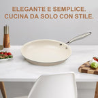 8.5 Inch Ceramic Nonstick Frying Pan Skillet - PFAS-Free, Non-Toxic, Oven Safe & Induction Ready, Aluminum Cookware with Stainless Steel Handle