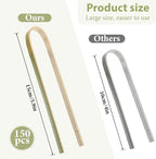 150 Pcs Bamboo Tongs Mini Tongs 5.9 Inch Long Disposable Wooden Tong Cooking Utensils for Toaster Charcuterie Catering Buffet Serving Food Home Use