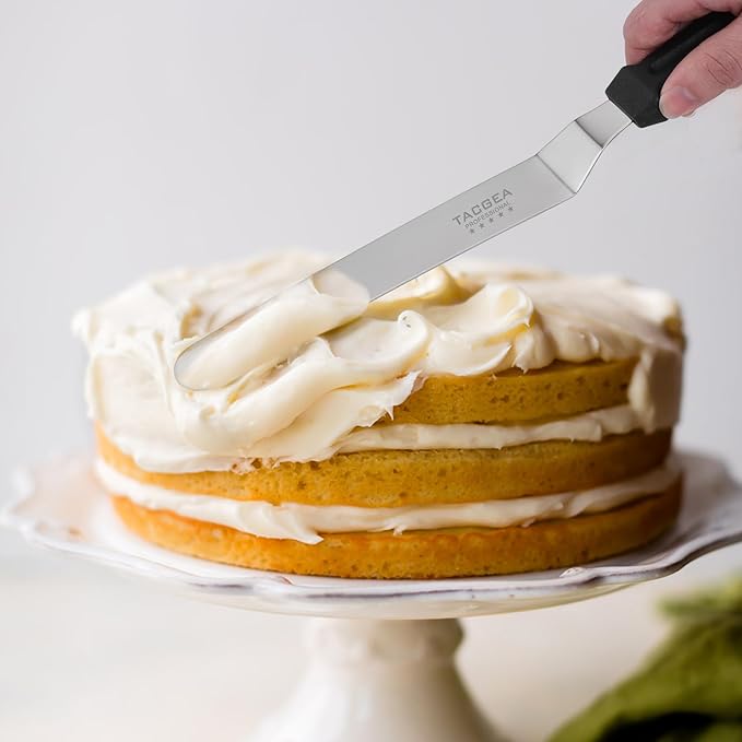 TACGEA Icing Spatula, Angled Offset Cake Spatula with 6", 8", 10" Stainless Steel Blade Set of 3