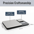 KitchenTour Dual Platform Digital Kitchen Scale with Total Weight Function - 500g/0.1g & 15kg/1g - Accurate for Cooking and Baking Black