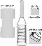 Cambom Lemon Zester Grater Three-piece Suit - Heavy Duty Kitchen Tool for Parmesan Cheese, Ginger, Garlic, Nutmeg, Chocolate, Vegetables，Fruits，Stainless Steel Grater Dishwasher Safe Clear