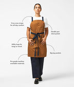 hedley & bennett Crossback Apron - Crossback Chef Apron with Pockets - 100% Cotton Denim, 8oz - Jack Navy