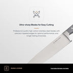 DURA LIVING 7-Inch Santoku Knife - Razor-Sharp High-Carbon Stainless Steel Blade, Forged Ergonomic Riveted Handle, Chef Knife for Chopping, Slicing & Dicing, Multipurpose Kitchen Knife, Home Chef