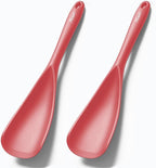 Silicone Spatula Spoon, Great for Both Cooking and Serving Durable BPA-Free Matte Black Silicone, Seamless Design, Safe for Nonstick Cooking Surfaces, 2-Pcs, Red