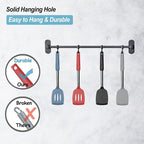 2 Pack Spatulas, Solid & Slotted Silicone Spatula Set, Stainless Steel Handle Coated with Silicone, Non Stick, Heat Resistant Rubber Flipper for Fish, Eggs, Pancakes, WOK, Starry Blue