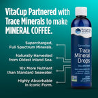 VitaCup Mineral Coffee Pods with Trace Minerals, Hydrate, Replenish & Restore, w/Sea Minerals, Electrolytes, Organic Coffee, Medium Dark Roast, Single Serve Pod Compatible w/Keurig K-Cup Brewers,64 Ct