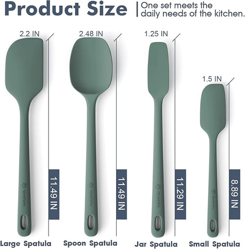 4 Pieces Silicone Spatula Set, Food Grade Rubber Spatula, Upgrade Strong Handle with Ergonomic Grip, Heat Resistant for Nonstick Cookware, Cooking