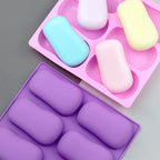 2 Pack Oval Silicone Soap Molds，6 Cavity Soap Molds for Soap Making Silicone Molds for Soap Bath Bombs Shower Steamer Lotion Bars