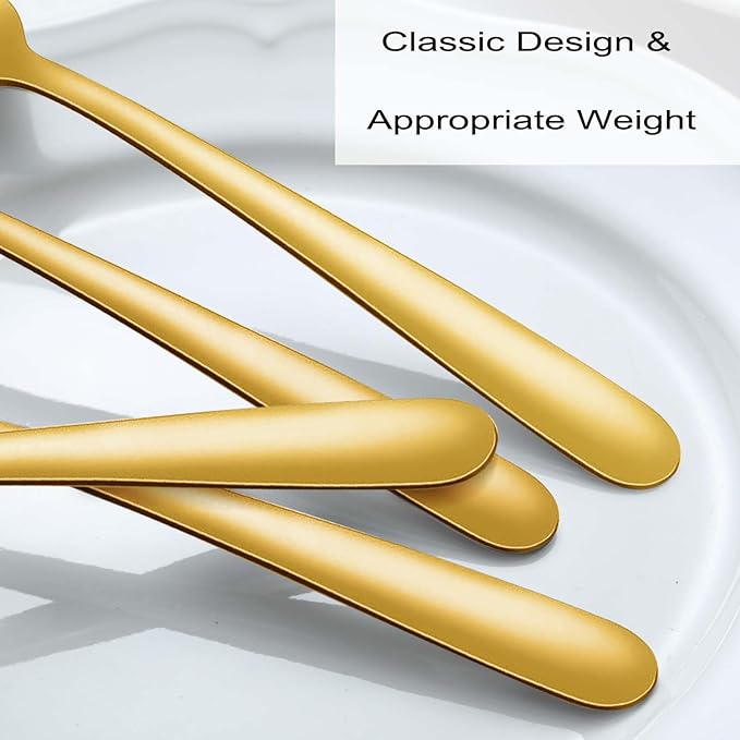 Pleafind 36 Pieces Gold Dinner Forks Set (8 inch), Forks Silverware, Mirror Polished Fork Set, Small Forks for Home, Kitchen, Restaurant, Dishwasher Safe