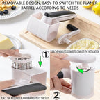 Cheese grater with handle, rotary cheese grater with 3 stainless steel Drums and 2 cheese tools and cleaning brush, ergonomically designed, can be used to grate Parmesan cheese, chocolate, nuts, etc