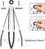 Set of 2 Cooking Tongs,600ºF High Heat-Resistant,Kitchen Utensils,Cooking Utensils for Grill,Salad,BBQ,Frying,Baking,Serving 9/12 inches
