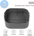 Air Fryer Silicone Liners, Pot 2 Pcs Reusable Non-Stick Air Fryer Basket Bowl Fit 3-6QT Air fryer Baking Replacement of Flammable Parchment Paper(Square, 7.5 Inch)