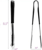 2 Pcs Stainless Steel Ice Tongs,6Inch Heat-Resistant Food Tongs with Black Silicone Handles - Ideal for Ice Cubes, Fruits, Milk Tea, Sugar Cubes, Home Kitchen Use