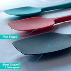 Silicone Spatula Set, High Heat Resistan Rubber Spoon Spatula, Non-Stick Spoonula with Seamless One Piece Design, Flexible Scrapers Baking Mixing Tool,3 Pack,Red