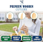360 PCS Disposable Wooden Cutlery Set - Biodegradable Cutlery Set with Wooden Spoons, Forks, and Knives - Compostable Cutlery Wooden Utensils for Parties, Camping, and Picnic