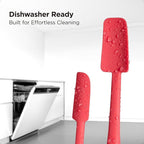 Kitchen Mama WaltzGrip Platinum Silicone Jar and Can Spatula Set: Heat-Resistant, Dishwasher Safe, Ergonomic Grip, Perfect for Mixing and Scraping, Nonstick Cookware (Red)