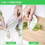 Herb Stripper Tool Leaf Stripper 9 Holes Herb Zip Tool Herb Chopper 2 in 1 Kitchen Gadgets for Kale Thyme Rosemary Basil
