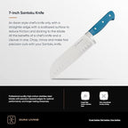 DURA LIVING Chef's Knife Set, 4 Piece Cutlery Knife Set, Superior Forged High Carbon Stainless Steel Ultra Sharp 8 Inch Chef, 7 Inch Santoku, 5 Inch Utility, 3.5 Inch Paring Knives, Royal Blue