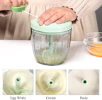Ourokhome Manual Food Processor Vegetable Chopper, Portable Hand Pull String Garlic Mincer Onion Cutter for Veggies, Ginger, Fruits, Nuts, Herbs, etc., 900ml, Green