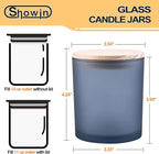 SHOWIN 14 OZ Thick Candle Jars for Making Candles 12 Pcs, 3 Wick Empty Jars with Wood Lids for Candle Making, Sample Container, Frosted Grey