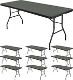 10 Pack Stretch Fabric Table Top Cap Cover, fits 6' Tables, Spandex Table Covers Washable Elastic Rectangle Tablecloth Protector for Indoor Outdoor Party Picnic Wedding, Gray, 30" W x 72" L