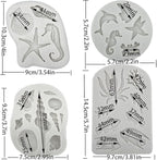 4PCS Marine Theme Fondant Silicone Mold Seaweed Sea Fish Crab Coral Conch Sea Shells Shape DIY Handmade Baking Tools