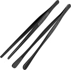 Litoexpe 2 PCS 10 Inches Fine Tweezer Tongs, Stainless Steel Cooking Tongs for BBQ Sea Food Repairing Serving, Black