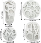 4 PCS Marine Theme Cake Fondant Silicone Mold Seashell Conch Starfish Baking Molds, For Theme Cake Cookie Chocolate Candy Decoration Fondant Polymer Clay