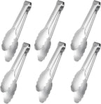 Sunenlyst Kitchen Tongs, 6Pcs Tongs Stainless Steel for Serving Food, Metal Tongs Small Tong for Buffet, Salad, Ice, Appetizer, Serving Utensils for Food (7Inch)
