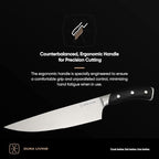 DURA LIVING 8-Inch Chef Knife – Ultra-Sharp German High Carbon Stainless Steel, Full Tang, Ergonomic Handle, Multipurpose Kitchen Knife for Chopping, Slicing, and Dicing, Black