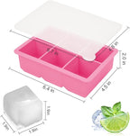 Silicone Ice Cube Trays 3 Pack - Large Size Silicone Ice Cube Molds with Leak Proof Removable Lid Square Ice Cube Tray And BPA Free for Cocktail,Whiskey, Stackable Flexible Ice