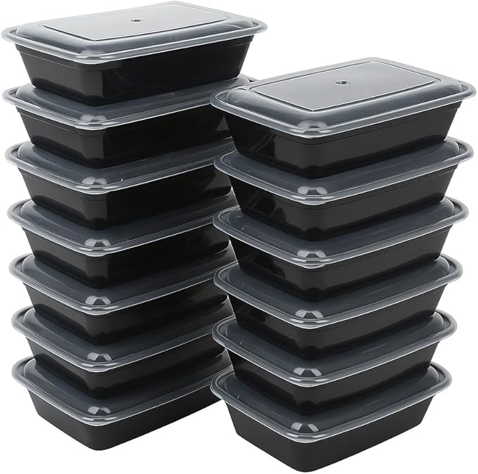 Ruthy's Outlet Meal Prep Containers W/Lids -Square Food Storage – BPA-Free| Stackable | Microwave | Freezer & Dishwasher Safe | Reusable Lunch Bento Box Portion Control & Planning (15 Pack, 24 oz)