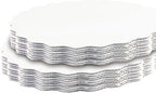 qiqee 10 Inch White Wave Cake Boards Round 15-Packs Circles Rounds Base Food-Grade Cardboard Wave Cake Plate（Thinner But Stronger）