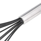Amazon Basics Stainless Steel and Silicone Non-Stick Coated Whisk Set, 8", 10", and 12", Pack of 3, Black