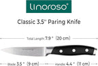 linoroso Paring Knife 3.5 inch Small Kitchen Knife with Elegant Gift Box, Sharp Forged German Carbon Stainless Steel Fruit Knife, Full Tang, Ergonomic Handle-Classic Series